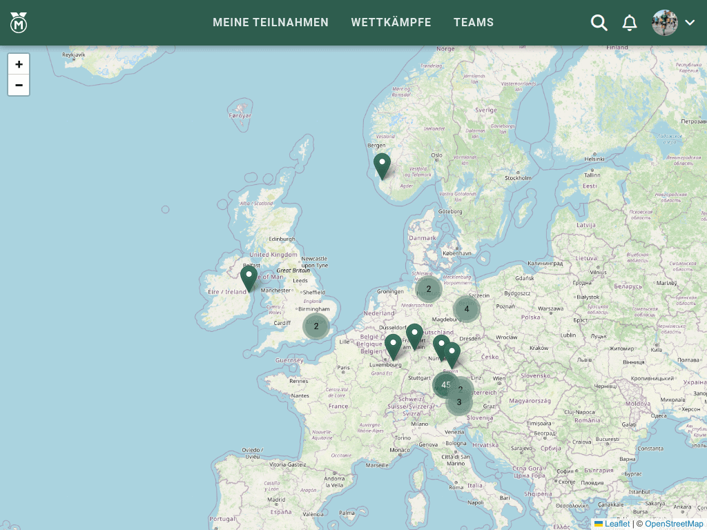 Die eigenen Teilnahmen auf der Weltkarte